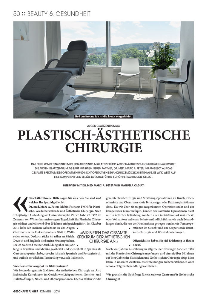 Plastisch-Ästhetische Chirurgie bei der Augen Glattzentrum AG